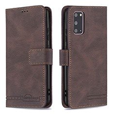 Leather Case Stands Flip Cover Holder B05F for Samsung Galaxy S20 5G Brown