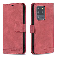 Leather Case Stands Flip Cover Holder B05F for Samsung Galaxy S20 Ultra 5G Red