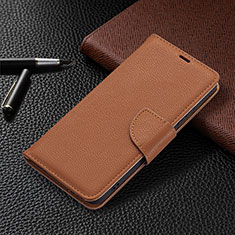 Leather Case Stands Flip Cover Holder B05F for Samsung Galaxy S22 5G Brown