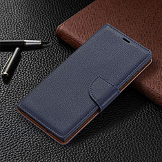 Leather Case Stands Flip Cover Holder B05F for Samsung Galaxy S24 Ultra 5G Blue