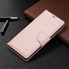 Leather Case Stands Flip Cover Holder B05F for Samsung Galaxy S25 Ultra 5G Pink