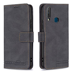 Leather Case Stands Flip Cover Holder B05F for Vivo Y12 Black