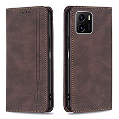 Leather Case Stands Flip Cover Holder B05F for Vivo Y15C Brown