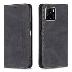 Leather Case Stands Flip Cover Holder B05F for Vivo Y15S Black