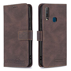 Leather Case Stands Flip Cover Holder B05F for Vivo Y17 Brown