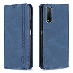 Leather Case Stands Flip Cover Holder B05F for Vivo Y20G Blue