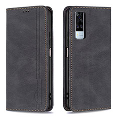 Leather Case Stands Flip Cover Holder B05F for Vivo Y31 (2021) Black