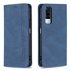 Leather Case Stands Flip Cover Holder B05F for Vivo Y31 (2021) Blue