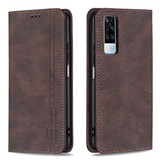 Leather Case Stands Flip Cover Holder B05F for Vivo Y31 (2021) Brown
