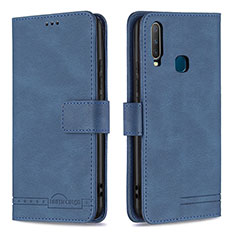 Leather Case Stands Flip Cover Holder B05F for Vivo Y3s Blue