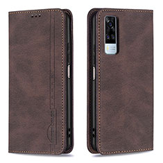 Leather Case Stands Flip Cover Holder B05F for Vivo Y53s NFC Brown