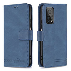 Leather Case Stands Flip Cover Holder B05F for Xiaomi Mi 10T Pro 5G Blue