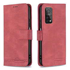 Leather Case Stands Flip Cover Holder B05F for Xiaomi Mi 10T Pro 5G Red