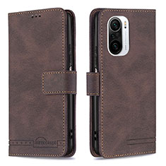 Leather Case Stands Flip Cover Holder B05F for Xiaomi Mi 11i 5G Brown