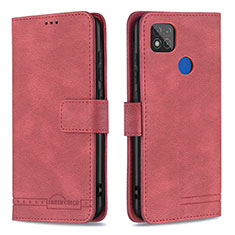Leather Case Stands Flip Cover Holder B05F for Xiaomi POCO C3 Red