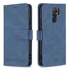 Leather Case Stands Flip Cover Holder B05F for Xiaomi Poco M2 Blue