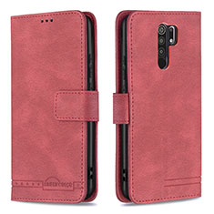 Leather Case Stands Flip Cover Holder B05F for Xiaomi Poco M2 Red