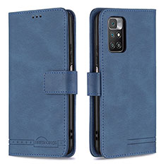 Leather Case Stands Flip Cover Holder B05F for Xiaomi Redmi 10 (2022) Blue