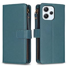 Leather Case Stands Flip Cover Holder B05F for Xiaomi Redmi 12 4G Green