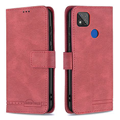 Leather Case Stands Flip Cover Holder B05F for Xiaomi Redmi 9 Activ Red