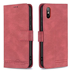 Leather Case Stands Flip Cover Holder B05F for Xiaomi Redmi 9A Red