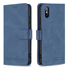 Leather Case Stands Flip Cover Holder B05F for Xiaomi Redmi 9i Blue