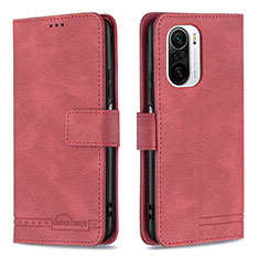 Leather Case Stands Flip Cover Holder B05F for Xiaomi Redmi K40 5G Red