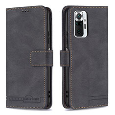 Leather Case Stands Flip Cover Holder B05F for Xiaomi Redmi Note 10 Pro Max Black