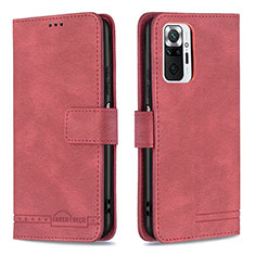 Leather Case Stands Flip Cover Holder B05F for Xiaomi Redmi Note 10 Pro Max Red