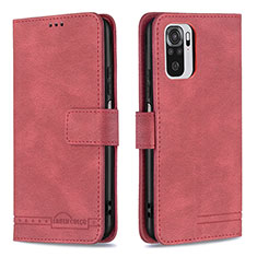 Leather Case Stands Flip Cover Holder B05F for Xiaomi Redmi Note 10S 4G Red