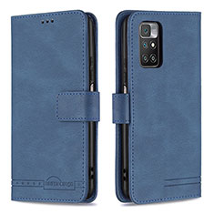 Leather Case Stands Flip Cover Holder B05F for Xiaomi Redmi Note 11 4G (2021) Blue