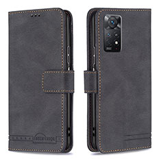 Leather Case Stands Flip Cover Holder B05F for Xiaomi Redmi Note 11 Pro 4G Black