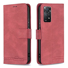 Leather Case Stands Flip Cover Holder B05F for Xiaomi Redmi Note 11 Pro 4G Red