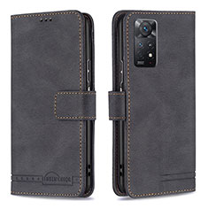 Leather Case Stands Flip Cover Holder B05F for Xiaomi Redmi Note 11 Pro 5G Black