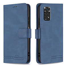 Leather Case Stands Flip Cover Holder B05F for Xiaomi Redmi Note 11S 4G Blue