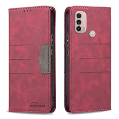 Leather Case Stands Flip Cover Holder B06F for Motorola Moto E20 Red