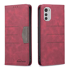 Leather Case Stands Flip Cover Holder B06F for Motorola Moto E32s Red