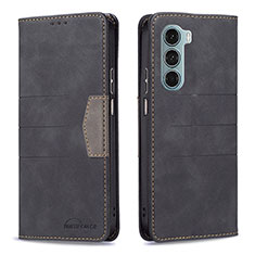 Leather Case Stands Flip Cover Holder B06F for Motorola Moto Edge S30 5G Black