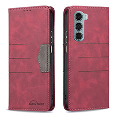 Leather Case Stands Flip Cover Holder B06F for Motorola Moto Edge S30 5G Red