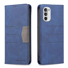 Leather Case Stands Flip Cover Holder B06F for Motorola MOTO G52 Blue