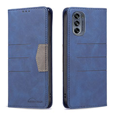 Leather Case Stands Flip Cover Holder B06F for Motorola Moto G62 5G Blue