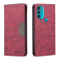 Leather Case Stands Flip Cover Holder B06F for Motorola Moto G71 5G Red