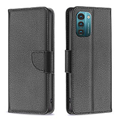 Leather Case Stands Flip Cover Holder B06F for Nokia G11 Black