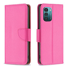 Leather Case Stands Flip Cover Holder B06F for Nokia G11 Hot Pink