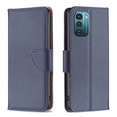 Leather Case Stands Flip Cover Holder B06F for Nokia G21 Blue