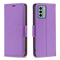 Leather Case Stands Flip Cover Holder B06F for Nokia G22 Purple