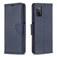 Leather Case Stands Flip Cover Holder B06F for Samsung Galaxy A02s Blue