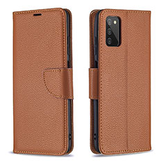 Leather Case Stands Flip Cover Holder B06F for Samsung Galaxy A02s Brown