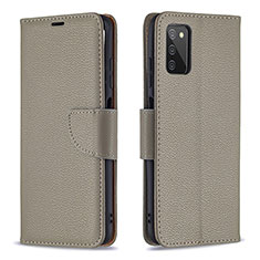 Leather Case Stands Flip Cover Holder B06F for Samsung Galaxy A02s Gray