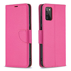 Leather Case Stands Flip Cover Holder B06F for Samsung Galaxy A02s Hot Pink